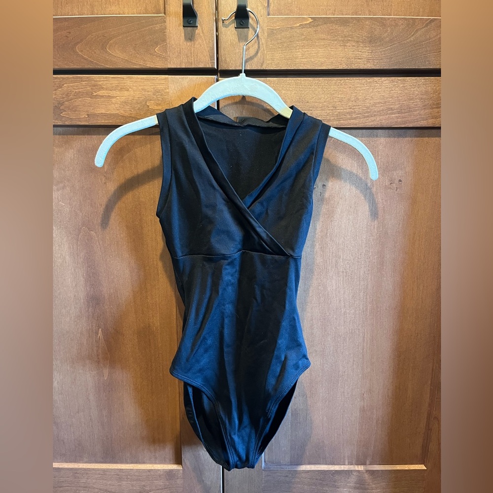 Eurotard Black V-neck Leotard